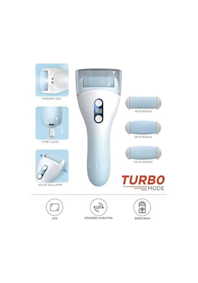 Bcm-1138t Şarjlı Ayak Bakım Törpüsü Su Geçirmez Led Ekranlı Turbo Mod Ölü Deri Ve Nasır Temizleyici