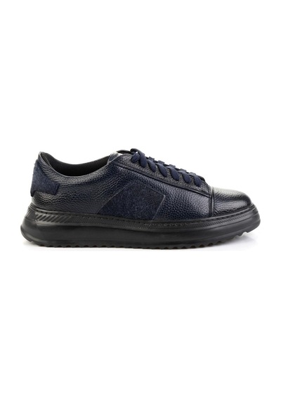 Bambi Lacivert Hakiki Deri Erkek Sneaker E01600121640 Lacivert