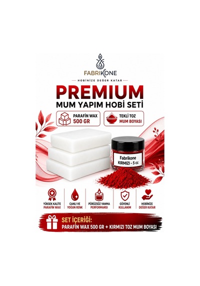 Premium Mum Yapım Hobi Seti - Parafin Wax 500 Gr - Tekli Toz Mum Boyası - Kırmızı Bkfabpw5001k Karışık