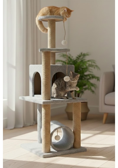 Missidea T06 Kedi Oyun Evi Kedi Tırmalama Ve Oyun Evi Gri