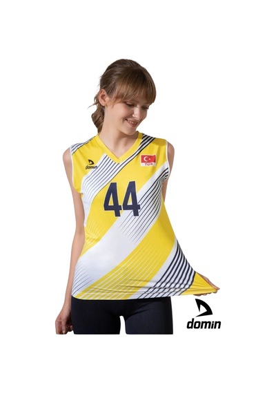 Hnc Sport Kadın Özel Likralı Kumaştan Tek Üst Voleybol Forması Sarı