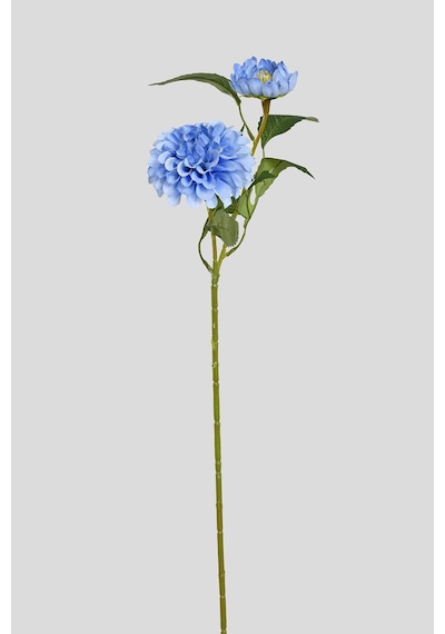 Mavi Yapay Dahlia Yıldız Çiçeği 2 Dallı Lüx İpeksi Dokulu 65 Cm