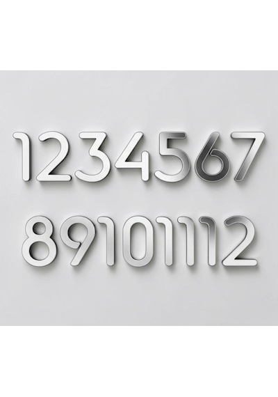 Slim Font Duvar Saati Rakamları Sayı Seti Aksesuar Saat Yapımı Malzemeleri Yükseklik 3 Cm Gümüş