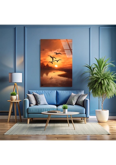 Gün Batımında Kuşlar - Cam Tablo - Deg0918 50 X 70 Cm