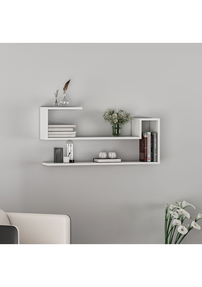 Wave Dekoratif Duvar Rafı Beyaz