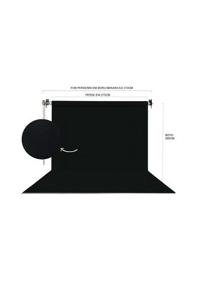 Hs Stüdyo Teknik 270x580cm Siyah Fon Perde Seti Ve Askısı