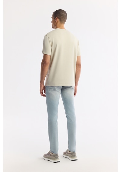 Avva Erkek Bej Bisiklet Yaka Baskılı Bi-stretch İnterlok Regular Fit T-shirt A51y1132