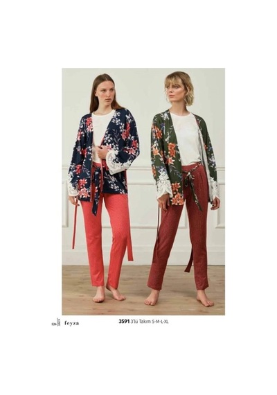 Feyza Pijama Feyza Üçlü Pijama Takımı Lacivert