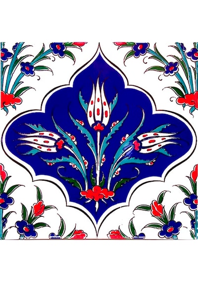 Armada Çini 20x20 Cm Ac 45 Kütahya Çinisi İznik Desenli Çini Karo