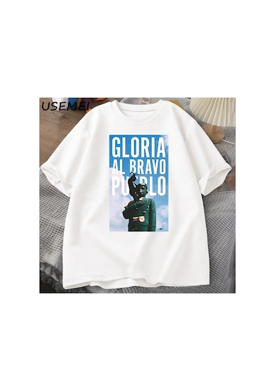 Tarzsokak Venezuela T-shirt Erkek Kadın Pamuk Tshirt Moda Yuvarlak Boyun Kısa Kollu Gloria Al Bravo Gra 2858 Beyaz