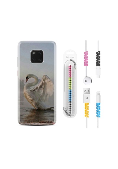 Huawei Mate 20 Pro Kılıf Kablo Koruyuculu Swan 1343