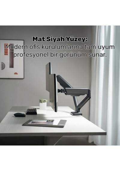 Npo Std46024e Airgrip 17"-32" Ergonomik 360 Amortisörlü Vesa Çift Kol Monitör Tutucu