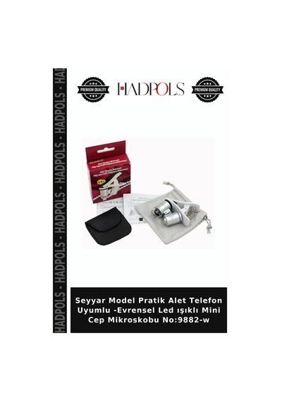 Seyyar Model Pratik Alet Telefon Uyumlu -evrensel Led Işıklı Mini Cep Mikroskobu No:9882-w