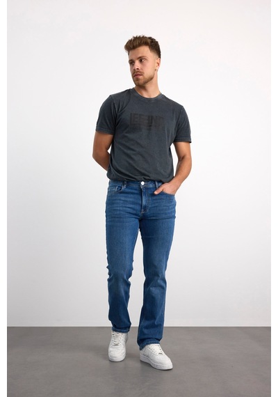 76081-09228 Erkek Denim Regular Fit Mıd Waıst Mid Leg Pantolon 76081-09228 Blue