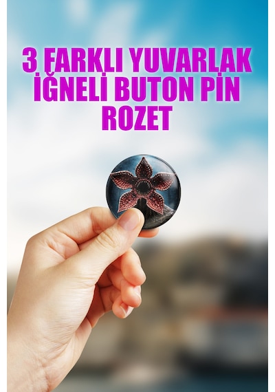 Stranger Things 3 Demogorgon Çanta Süsü Rozet İğneli Buton Rozet Seti 3 Adet Üçlü