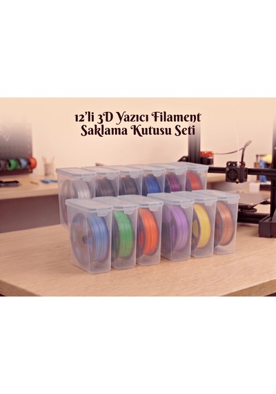 3d Yazıcı Filament Saklama Kabı Seti Hava Sızdırmaz Contalı 4.5 Lt 12'li Set Mab-179