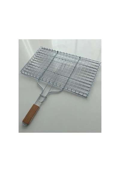 Mobilreyon Izgara 26x43 Cm, Ağaç Saplı Tel Izgara, Kamp Mangal, Et - Balık - Tavuk Kanat