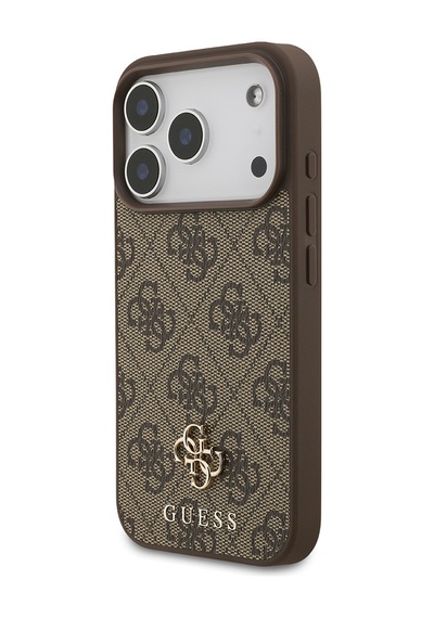 Apple iPhone Uyumlu 18 Pro Kılıf Guess  Lisanslı M-safe Şarj Özellikli Small 4g Classic Kapak Kahverengi