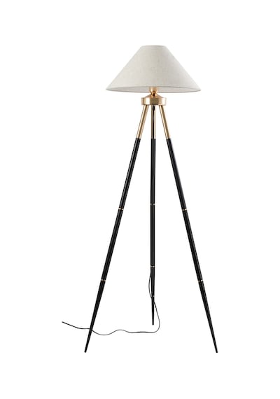 Cosby Siyah-gold Kaplamalı Tripod Metal 3 Ayaklı Lambader Krem
