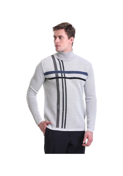 Hatemoğlu Gri Comfort Fit Desenli Balıkçı Yaka Yünlü Triko Kazak 34232022a Gri