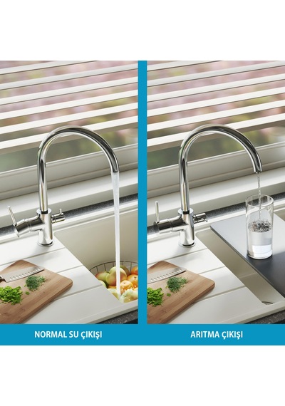 Aqua Bagno Adell Ronda Arıtma Çıkışlı 3/8 Mutfak Bataryası Krom