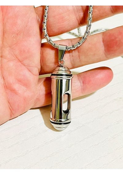 Çelik Camlı Silindir Parfüm Kül Dua Koku İlaç Kapsülü Kolye Ucu - Paslanmaz Parlak Gümüş Renk Açılabilir Muska Kapsül Kolye Çelik Camlı Silindir Parfüm Kül Dua Koku İlaç Kapsülü Kolye Ucu - Paslanmaz Parlak Gümüş Renk Açılabilir Muska Kapsül Kolye