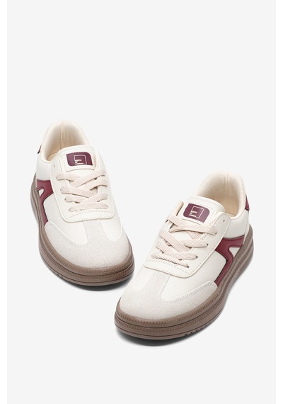 Tonny Black Rahat Kalıp Kauçuk Taban Bağcıklı Sneaker Kadın Bej Bordo Sneaker Tbtyldz005 Bej - Bordo