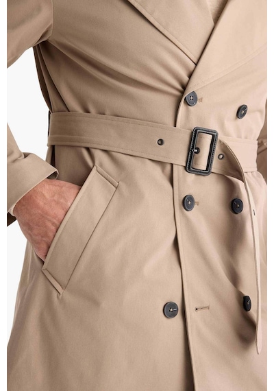 Defacto Slim Fit Dar Kesim Kemerli Düğmeli Trençkot D5528ax25aubn295 Kahve