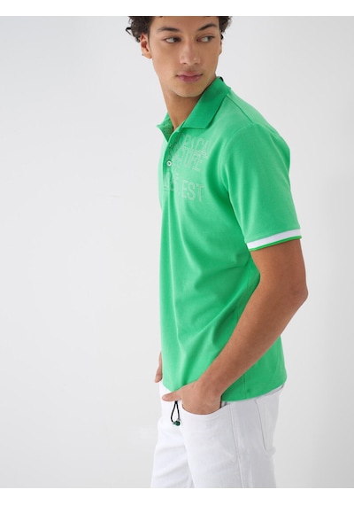 Xint Yeşil Pamuk Dokulu Regular Fit Tişört 502113