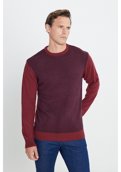 AC&Co / Altınyıldız Classics Erkek Bordo Laci Standart Fit Normal Kesim Bisiklet Yaka Petek Desenli Triko Bordo AC&Co / Altınyıldız Classics Erkek Bordo Laci Standart Fit Normal Kesim Bisiklet Yaka Petek Desenli Triko Bordo