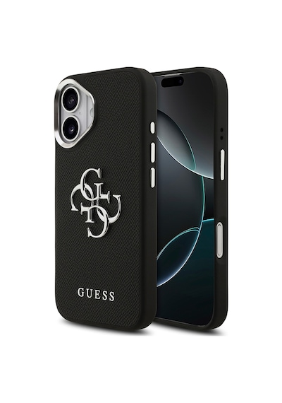 Apple Uyumlu iPhone 17 Kılıf Guess Lisanslı Pu Deri 4g Büyük Metal Logo Dizaynlı Kapak Siyah
