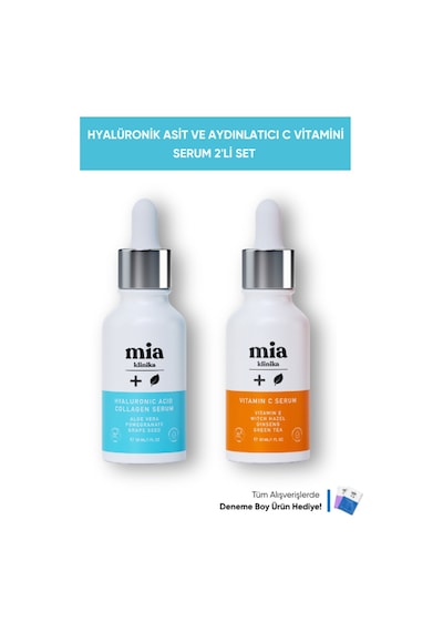 Mia Klinika Aydınlatıcı C Vitamini Serum Hyalüronik Asit Ve Kolajen Serum İkili Set