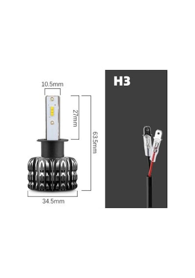 Zembil Femex Eco Power H3 Şimşek Etkili Led Xenon 6000 Lumen Fansiz