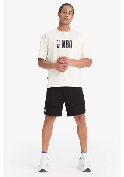 DeFactoFit NBA Wordmark Oversize Geniş Kalıp Bisiklet Yaka Kısa Kollu Tişört W6365AZ25SMER105