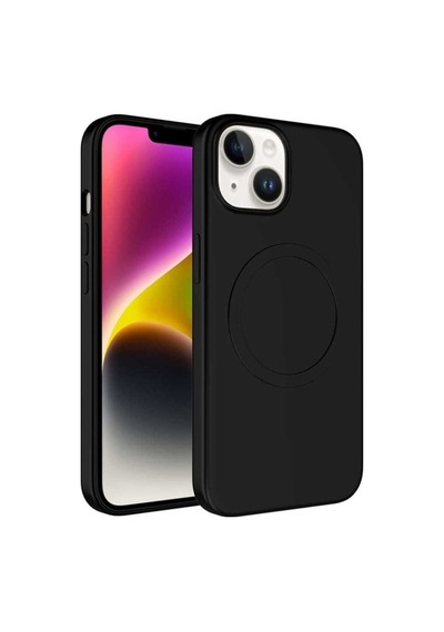 Apple Uyumlu iPhone 14 Plus Kılıf M-safe Wireless Şarj Özellikli Pastel Renk Silikon Zore Plas Kapak Siyah