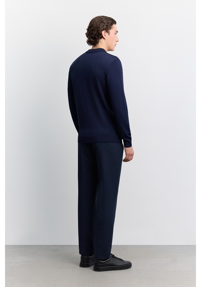 Avva Erkek Lacivert Polo Yaka Fermuarlı Rayon Karışımlı Regular Fit Kazak A62y5022