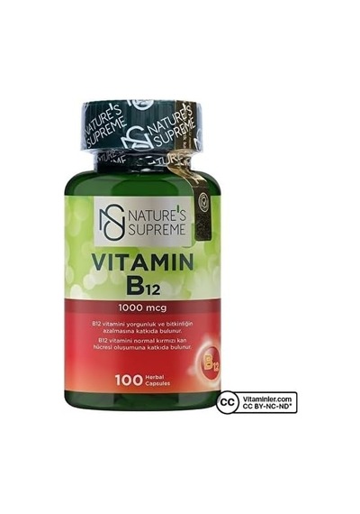 Vitamin B12 1000 Mcg 100 Kapsül Aromasız Renkli