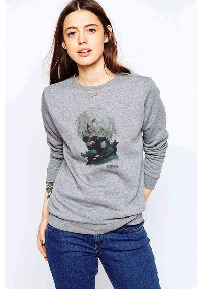 Anime Tokyo Ghoul Anteiku Baskılı Gri Kadın Sweatshirt (534614206)