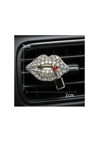 Taşlı Dudak Figürlü Araç İçi Klima Süsü Mini Kristal Gümüş Tasarım 3 2 Cm
