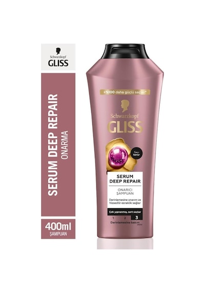 Gliss Serum Deep Repair Şampuan 2 x 400 ML + Saç Kremi 360 ML