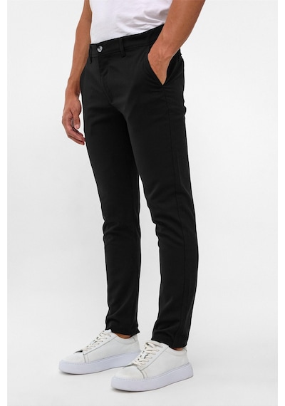 Süvari Siyah Slim Desenli Pantolon