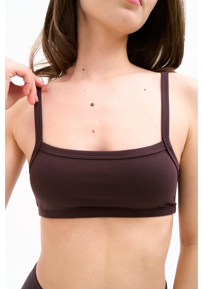 Normal People Ada - Spor Bra / Şeftali Dokulu Peach Skin Kumaş Kahve
