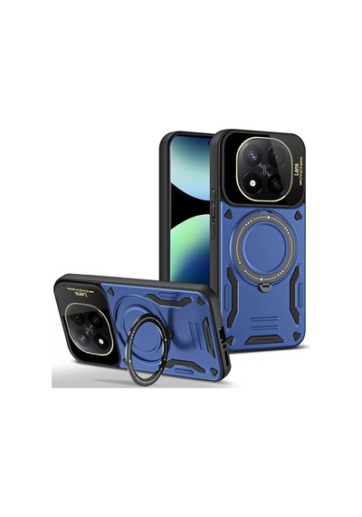 Newface Xiaomi Redmi Note 14 Pro 5g Kılıf Joy Lens Standlı Kapak - Lacivert Resimdeki