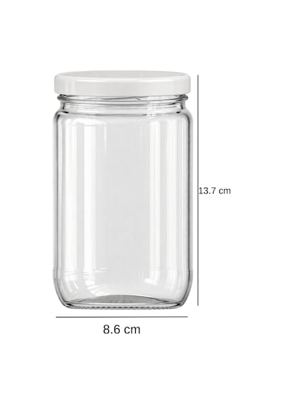 6 Adet 660 Cc Cam Kavanoz Beyaz Metal Kapaklı 660 Ml Sosluk, Konserve Ve Saklama Kavanozu Seti Şeffaf