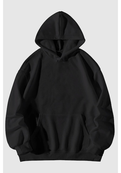 Harmandar Baskısız Siyah Cepli Kapüşonlu Sweatshirt Hoodie Okul Sweatshirt SiYAH