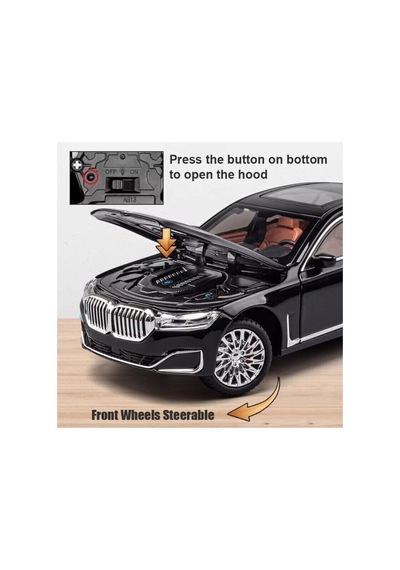 Bmw 760 Araba Bmw 7 Serisi Araba 1:24 Diecast Metal Model Araba Koleksiyon Araba Sesli Işıklı