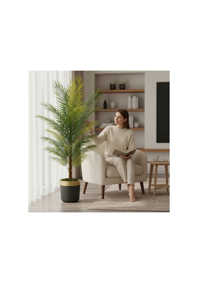 180 Cm Yapay Areka Siyah Gold 30x30 Dekoratif Ağaç