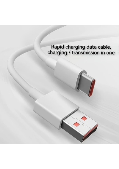 Sinuoshop Xiaomi Redmi Serisi İçin 120w Hızlı Şarj Kablosu Beyaz Yüksek Hızlı Veri Aktarım