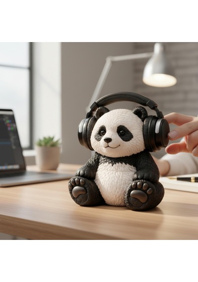Happy3dworld Panda Figürlü Kulaklık Standı, 3d Baskı Gaming Masaüstü Aksesuarı