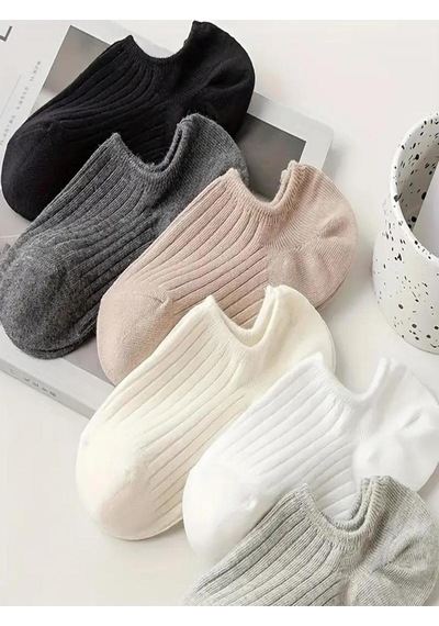 Ozzy Socks 6 Çift Kadın Şık Çizgili Rahat Sneaker Çorap Çok Renkli